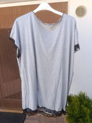 Camisón gris con encaje 4XL