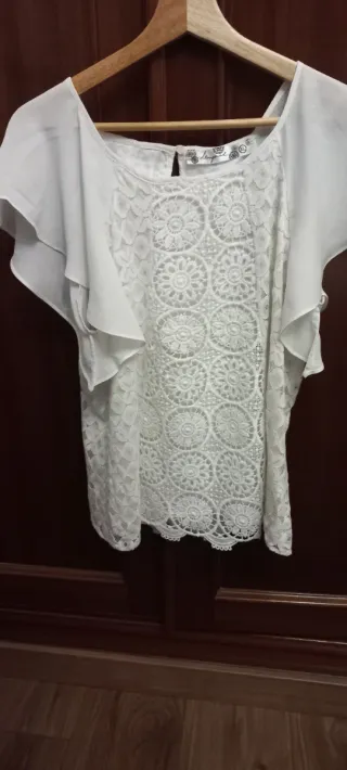 Blusa Desigual Encaje Blanco Talla XL