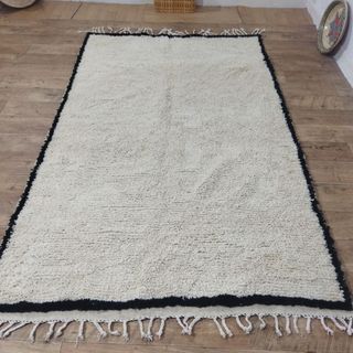 Alfombra Berber Beige y Negra Lana