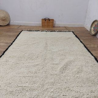 Alfombra Berber Beige y Negra Lana