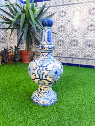 Pináculo Cerámica Pintado a Mano Azul