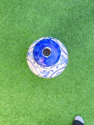 Pináculo Cerámica Pintado a Mano Azul