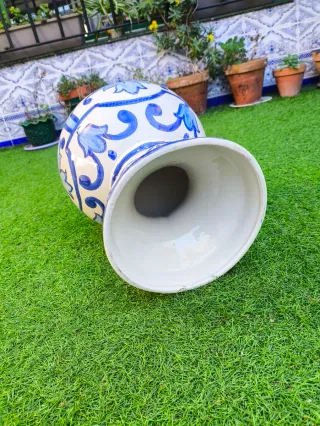 Pináculo Cerámica Pintado a Mano Azul