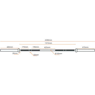 Barra Olímpica | 2.20m | 20kg | EXTRA 2x2 cierres