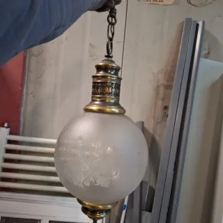 Lámpara colgante antigua cristal y metal