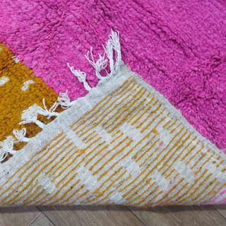 Alfombra Berber Lana Verde y Rosa