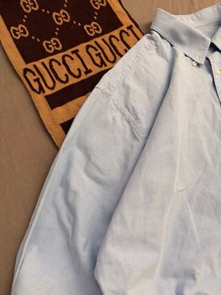 Camisa Lacoste Azul Manga Larga Vintage 00s