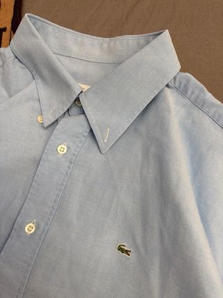 Camisa Lacoste Azul Manga Larga Vintage 00s