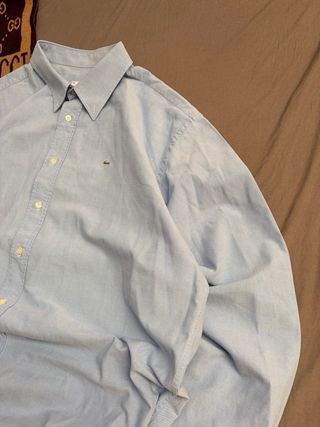 Camisa Lacoste Azul Manga Larga Vintage 00s