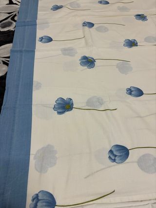 Jogo de lençóis algodão azul e branco