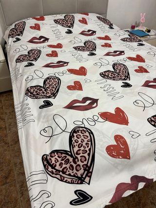 Capa de edredão 160x220 cm Corações e Beijos