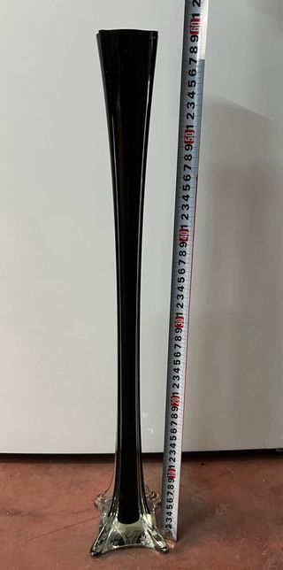 Jarrón alto cristal negro y transparente