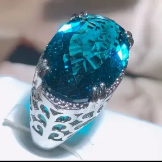 Anillo Cóctel Topacio Azul Plata