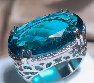 Anillo Cóctel Topacio Azul Plata