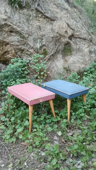 Banquetas retro tela y madera