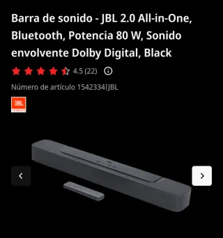 Barra de Sonido JBL 2.0 All-in-One Negra