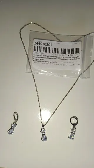 Conjunto Bisutería Plateada Gato