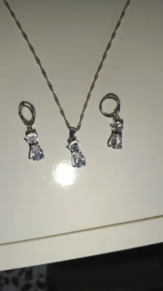 Conjunto Bisutería Plateada Gato