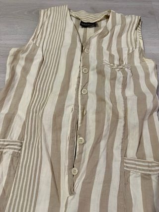 Mono corto CHIARA rayas beige y blanco