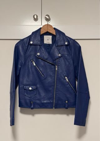 Chaqueta Biker efecto piel azul