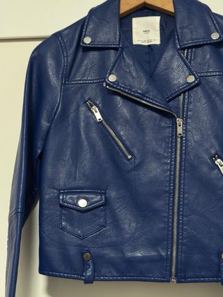 Chaqueta Biker efecto piel azul