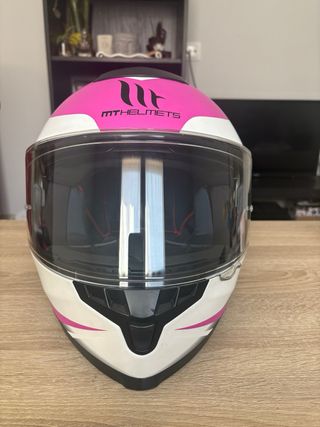 Casco MT Helmets Integral Rosa y Blanco