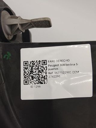 Faro derecho peugeot 2742296 308 - t9 [2013 - 1296