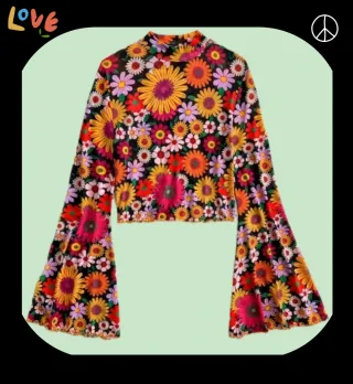 Camiseta floral manga campana Talla XS Nueva