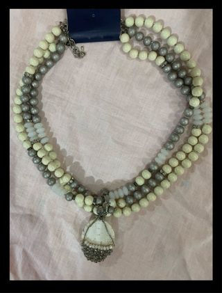 Collana donna regolabile beige e grigia
