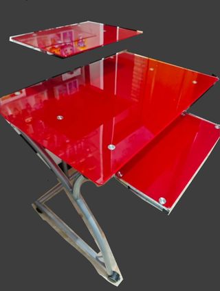 Tavolo per computer, scrivania, in vetro