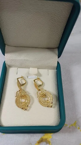 Pendientes Isabelinos Filigrana Chapado Oro 18k