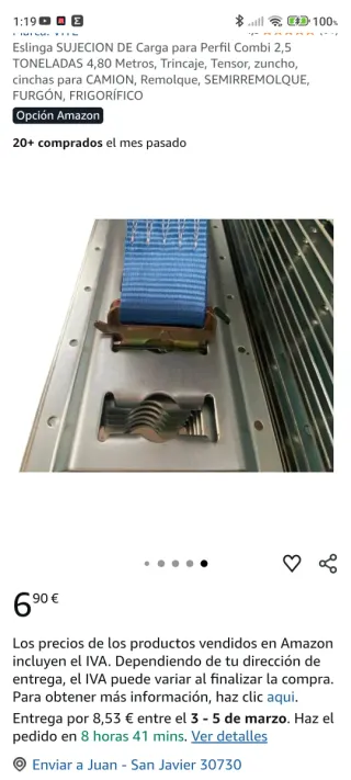 Cincha sujeción furgón frigorífico