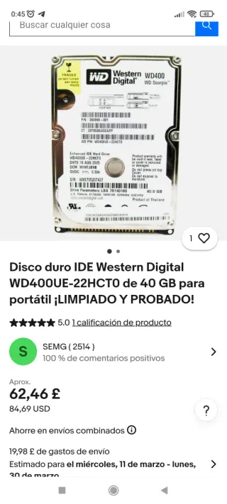 2 Discos Duros Western Digital 40GB
