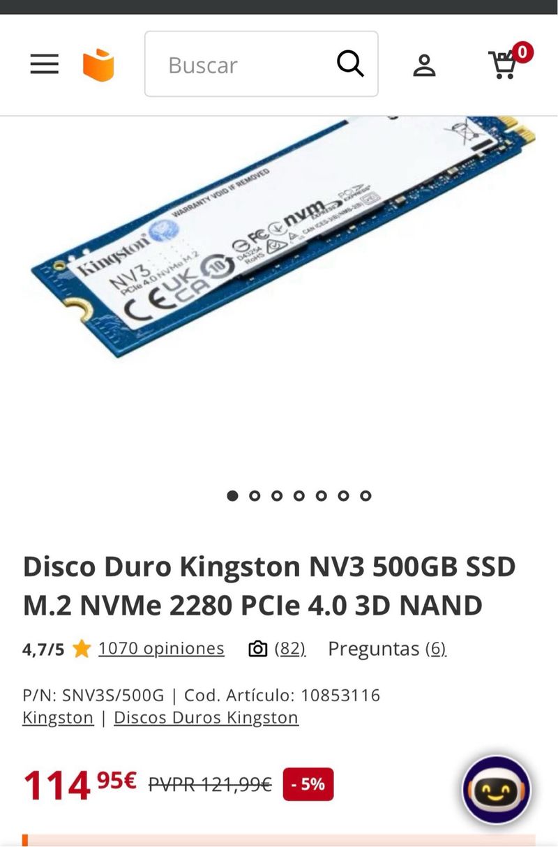 Disco Duro M.2 Kingston NVMe 500GB PCIe 4.0 afbeelding 2