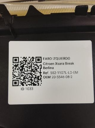 1033 20-5546-08-2 faro izquierdo citroen xsara - 1