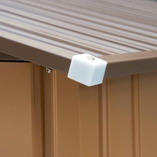 Casita De Jardín 4.9 M² Con Fundación, 4 Salidas De Aire Y 2 Puertas Correderas, Cobertizo Para Herramientas De Chapa De Acero, 277X195X192 Cm, Amarillo