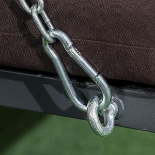 Dondolino da Giardino a 3 Posti con Tetto Regolabile e 3 Cuscini, Dondolino da Esterno con Sedile Traspirante in Textilene e Metallo, Capacità Fino a 270 Kg, 198X118X168 Cm, Marrone