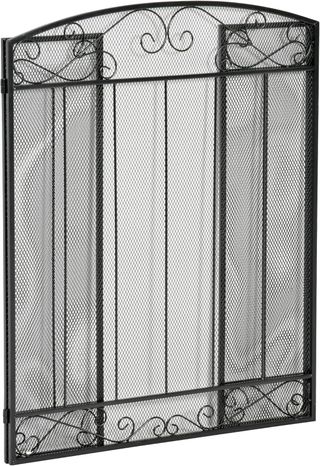 Parascintille per Camino con 3 Pannelli Pieghevoli in Metallo e Acciaio Nero 105X1.6X80.5Cm