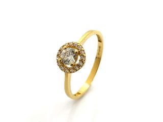 anillo oro 18k con piedra con circonita
