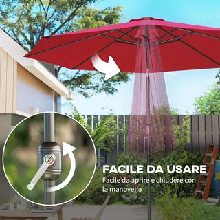 Ombrellone da Giardino 3X2,5 M Inclinabile Con Palo Smontabile, in Metallo e Poliestere Rosso Scuro