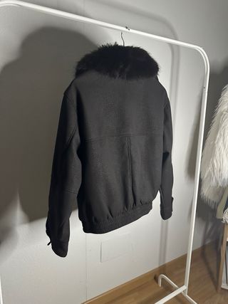 Abrigo Zara Piel Sintética Cuello Pelo Marrón XS