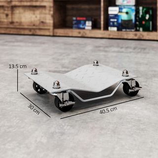 Set di 2 carrelli per pneumatici Dolly, carrello di manovra per ruote, carrello per spostare auto in metallo antiscivolo con ruote girevoli e bloccabili, argento