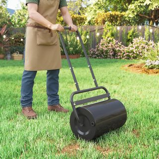 Rullo da Giardino Φ32X50Cm in Metallo Impermeabile Nero, Capacità Fino a 38 Litri (Acqua o Sabbia)