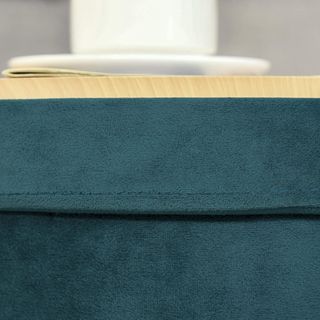 Pouf contenitore 2 in 1 con funzione di sgabello e tavolo, in legno e velluto verde, metallo con finitura dorata, 36X36X45Cm