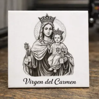 Azulejo Virgen del Carmen grabado láser