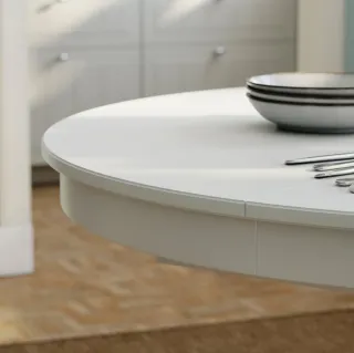 Mesa de comedor extensible redonda blanca 110/155