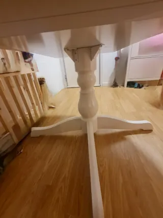 Mesa de comedor extensible redonda blanca 110/155