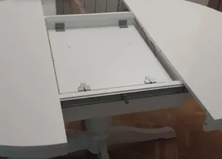 Mesa de comedor extensible redonda blanca 110/155