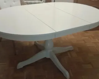 Mesa de comedor extensible redonda blanca 110/155