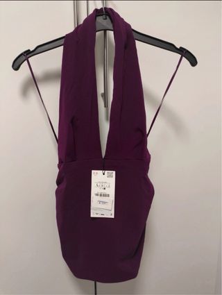 Top Zara Halter Morado Talla L